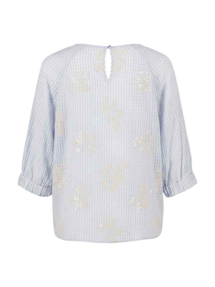 Lichblauwe bloes met ruit motief en pailetten detail Marie Mero 