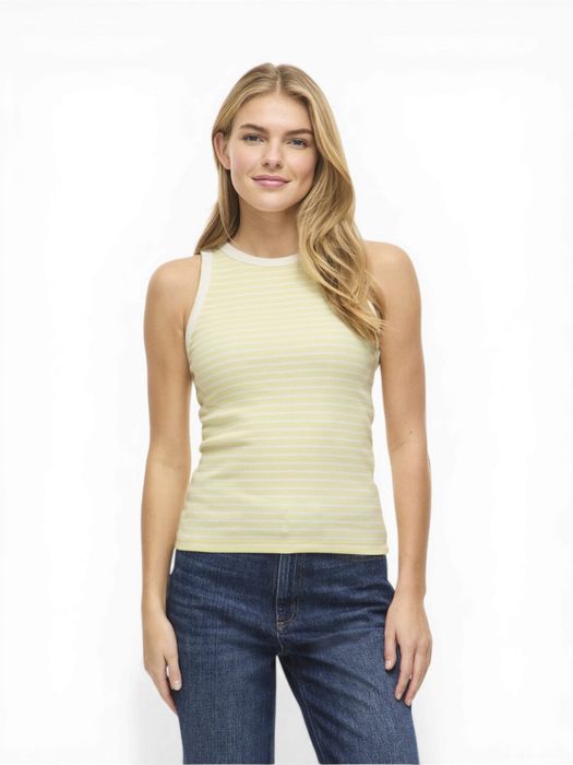 pastel geel en wit gestreepte top Visola Vila