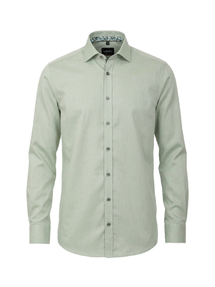 Groen katoenen hemd (body fit) met lange mouwen Venti