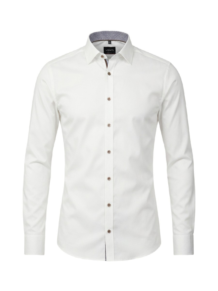 Wit katoenen hemd (regular fit) met lange mouwen Venti