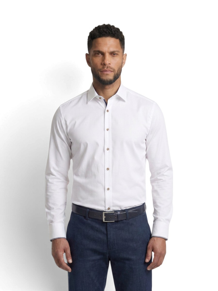 Wit katoenen hemd (regular fit) met lange mouwen Venti