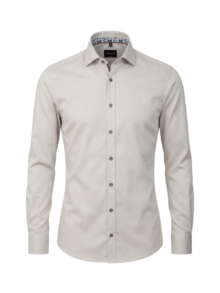 Beige katoenen hemd ( regular fit) met lange mouwen Venti