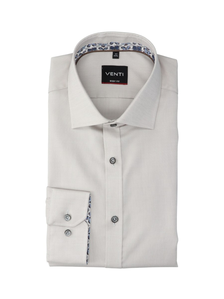 Beige katoenen hemd ( regular fit) met lange mouwen Venti