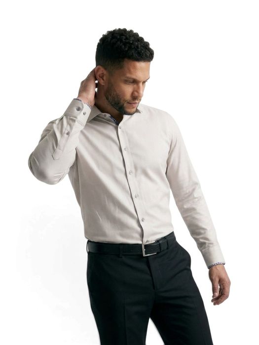 Beige katoenen hemd ( regular fit) met lange mouwen Venti