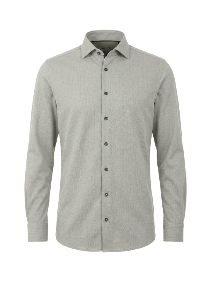 Groen hemd met fijne print (body fit) met lange mouwen Venti