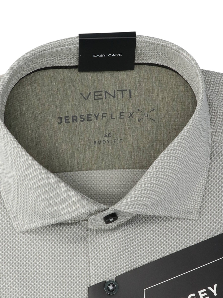 Groen hemd met fijne print (body fit) met lange mouwen Venti
