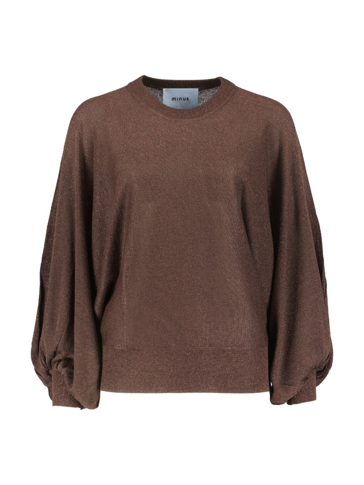 Donkerbruine glinsterende pull met vlindermouwen Anastasia Minus