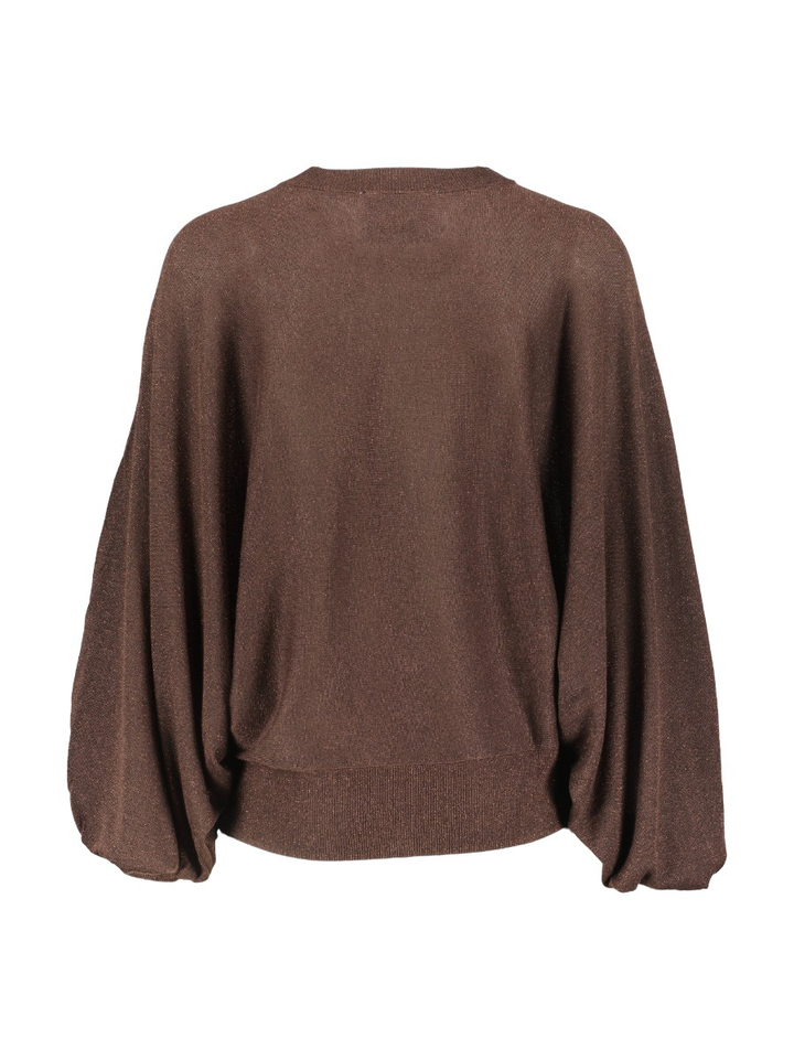 Donkerbruine glinsterende pull met vlindermouwen Anastasia Minus