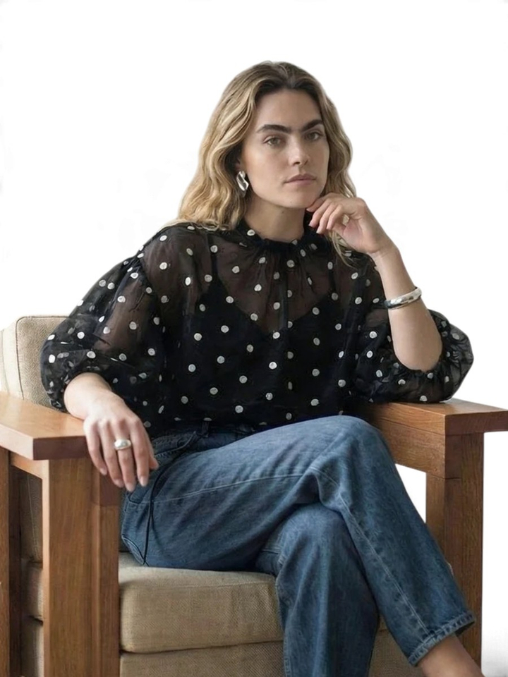 Blouse met stippen print Tasneem Peppercorn