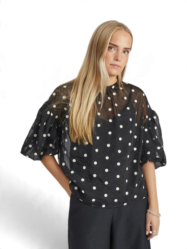 Blouse met stippen print Tasneem Peppercorn