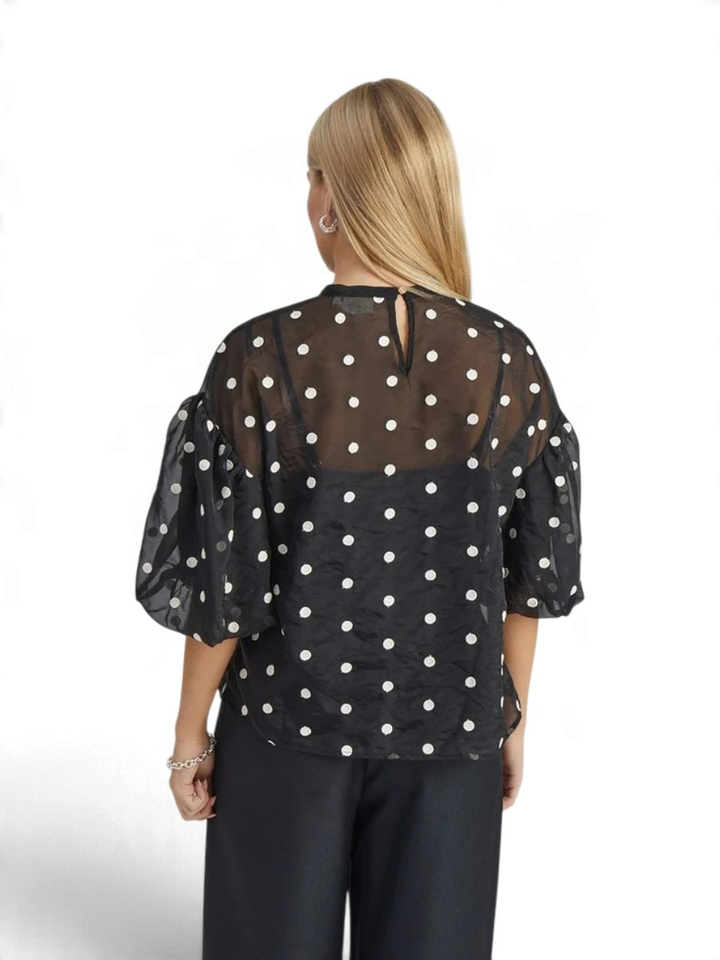 Blouse met stippen print Tasneem Peppercorn