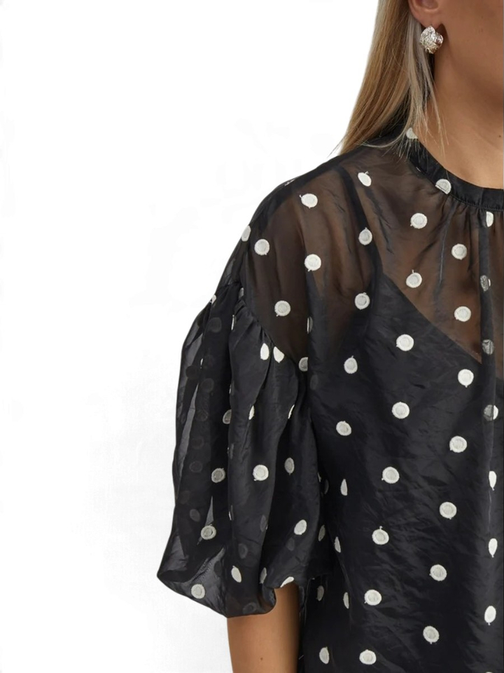 Blouse met stippen print Tasneem Peppercorn