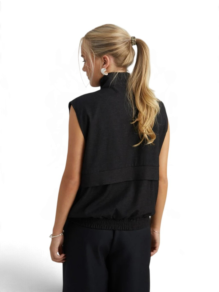 Zwarte gilet met ritssluiting Tosca Vest Peppercorn
