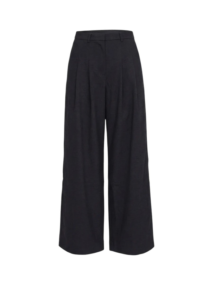 Zwarte wijde broek met plooien TOSCA Peppercorn