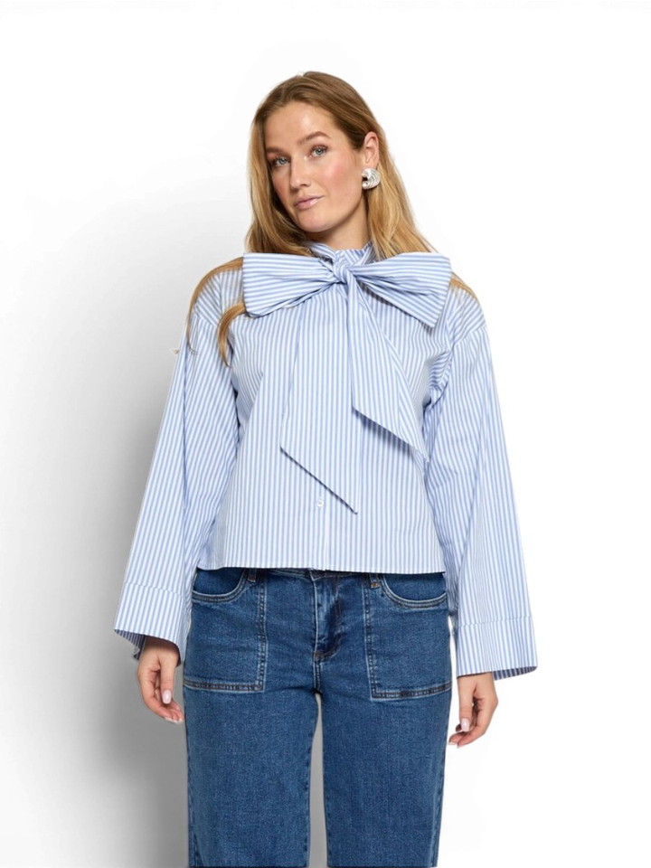 Blauwe gestreepte blouse Sky Minus 
