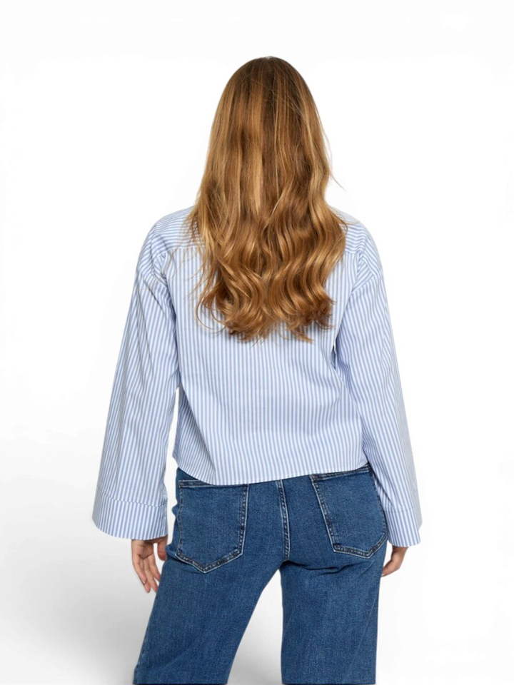 Blauwe gestreepte blouse Sky Minus 