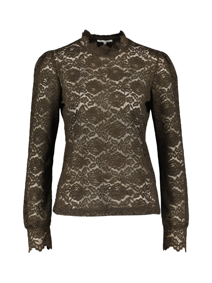 Bruine kanten T-shirt Yaya