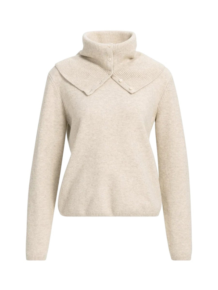 Beige trui met ronde hals en afneembare coll Yaya