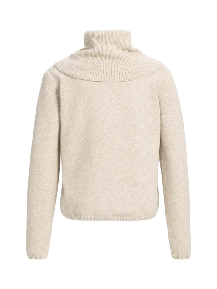 Beige trui met ronde hals en afneembare coll Yaya
