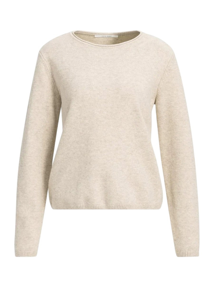 Beige trui met ronde hals en afneembare coll Yaya