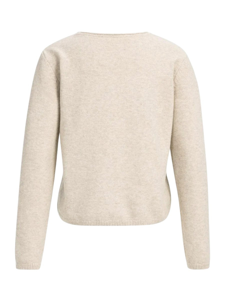 Beige trui met ronde hals en afneembare coll Yaya
