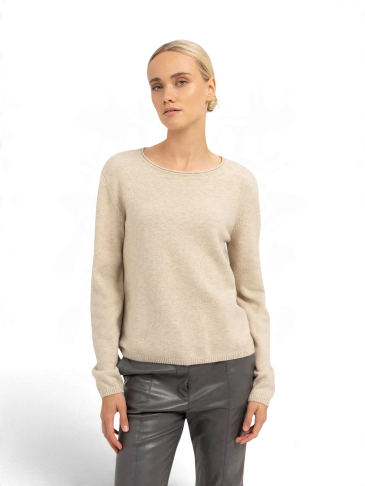 Beige trui met ronde hals en afneembare coll Yaya