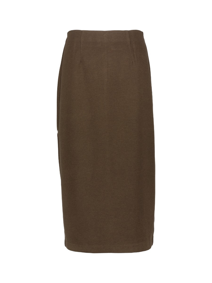 Bruine halflange rok met elastische taille Yaya