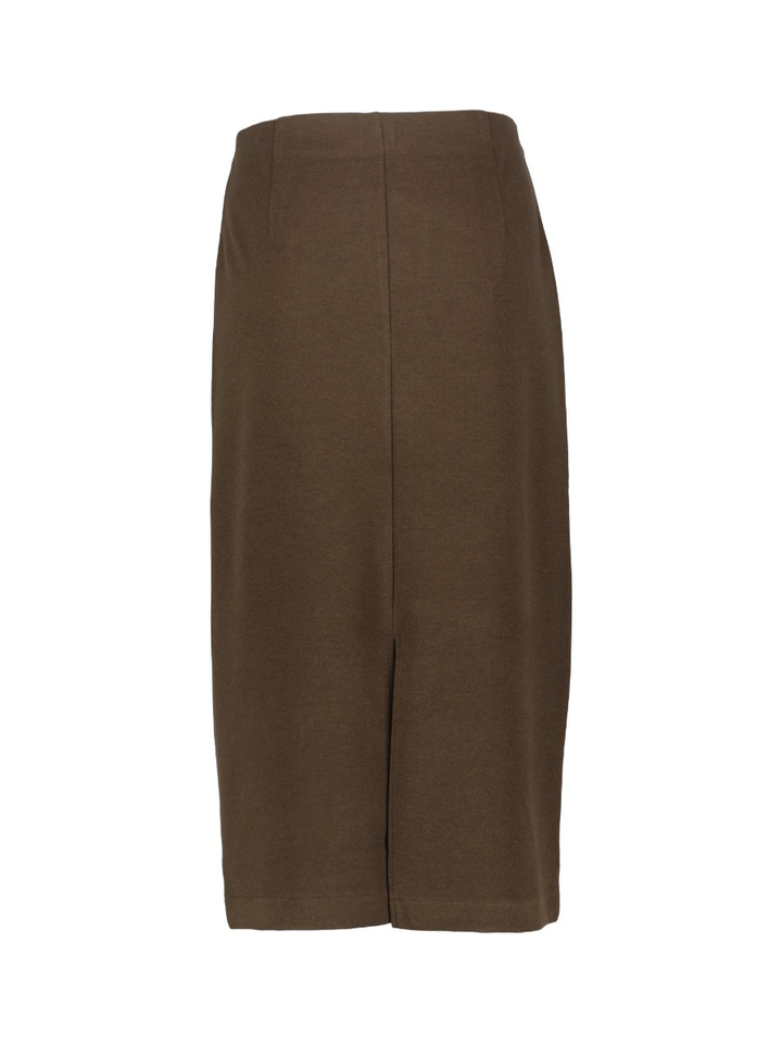 Bruine halflange rok met elastische taille Yaya