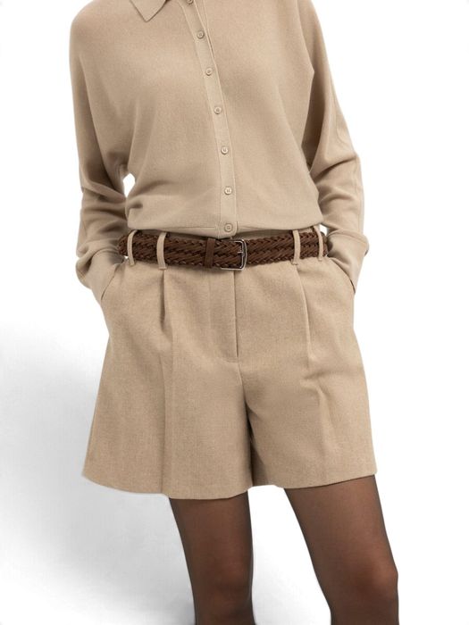Beige short met zakken en elastische taille Yaya