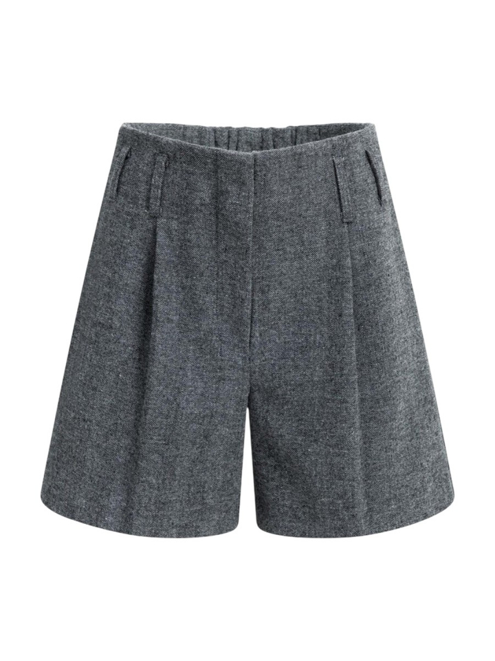 Donkergrijze korte short met zakken en elastische taille Yaya 