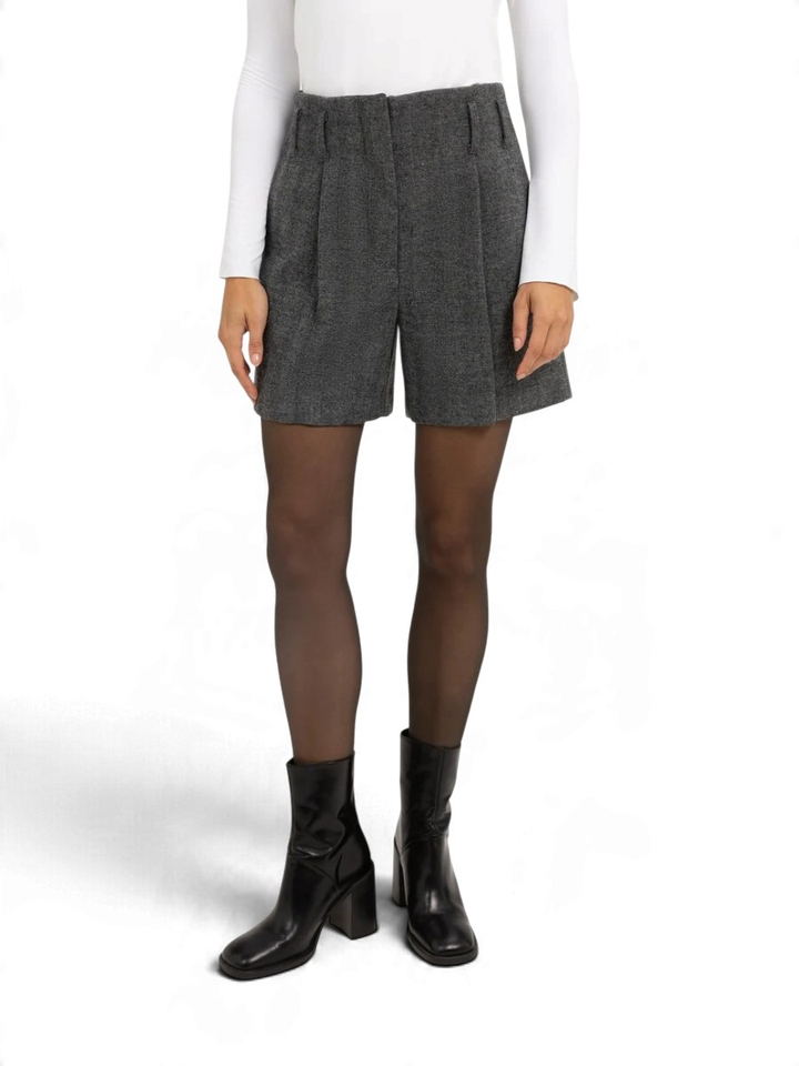 Donkergrijze korte short met zakken en elastische taille Yaya 