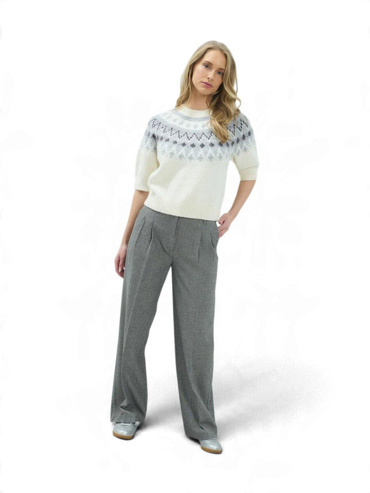 Grijze broek met bandplooi Yaya