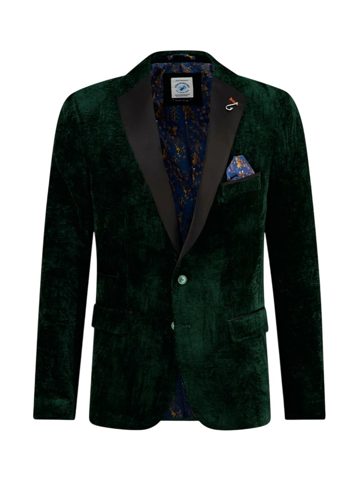 Groene velvet blazer met knopen en detail aan de kraag A Fish Named Fred