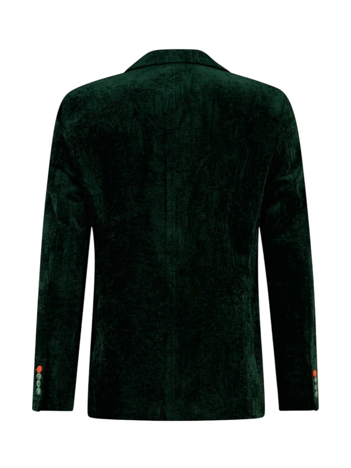 Groene velvet blazer met knopen en detail aan de kraag A Fish Named Fred