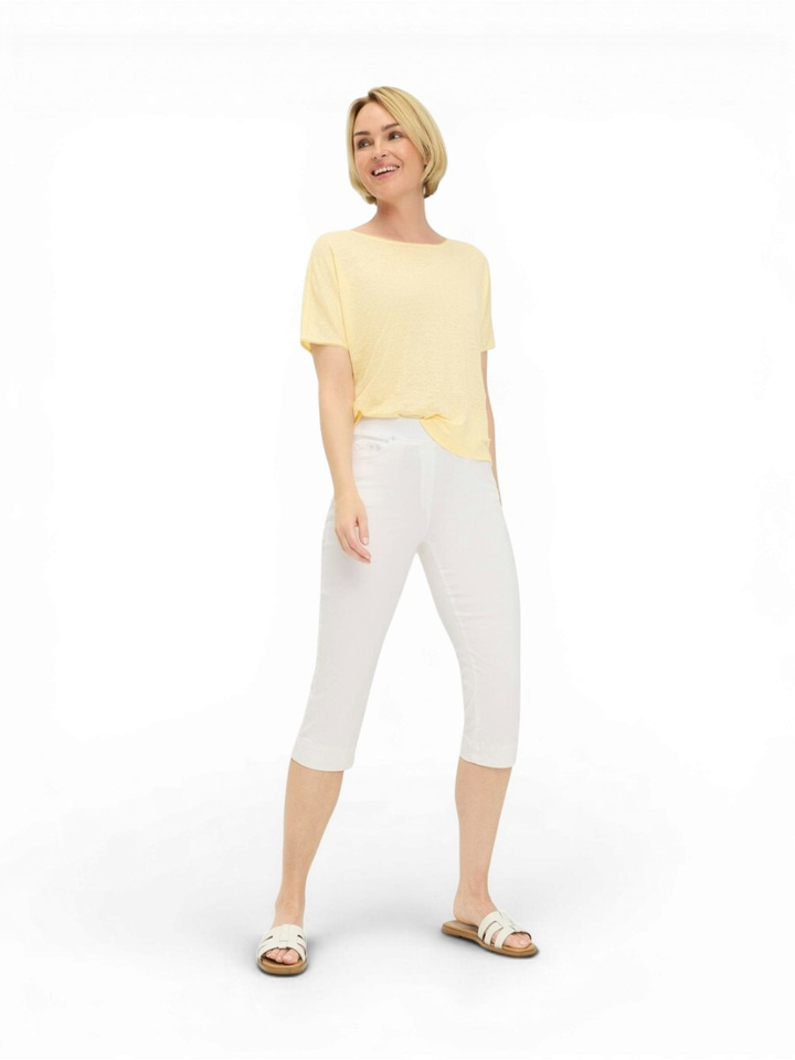 Witte capri broek met elastiek Pamina Raphaela 