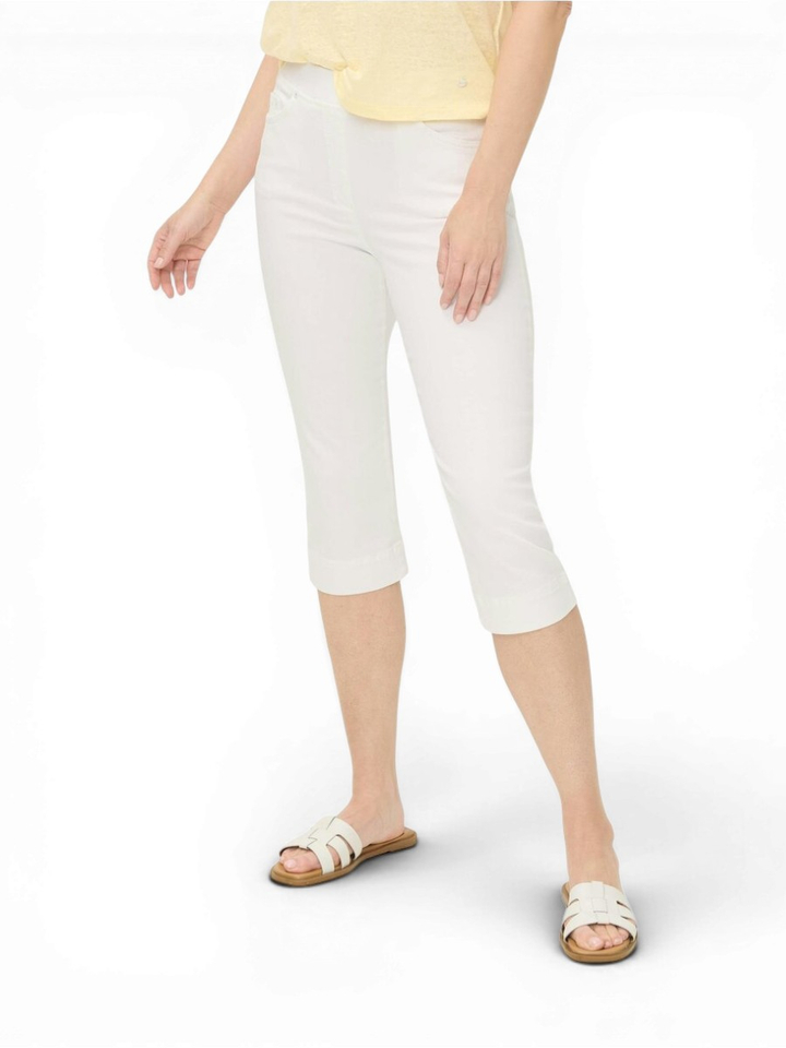 Witte capri broek met elastiek Pamina Raphaela 