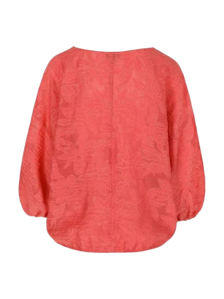 Terracottakleurige blouse met elastiek 