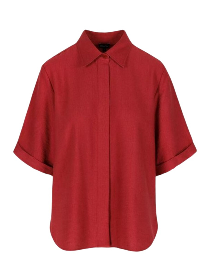 Rode wijde hemdblouse in linnen Janina2 Mayerline 