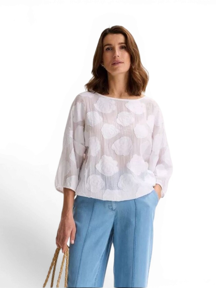 Witte jacquardblouse met elastiek Jipa Mayerline 