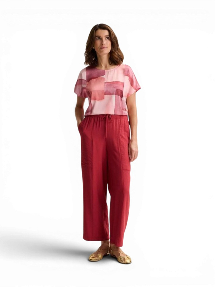 Rode linnen broek met elastiek Chiva Mayerline 