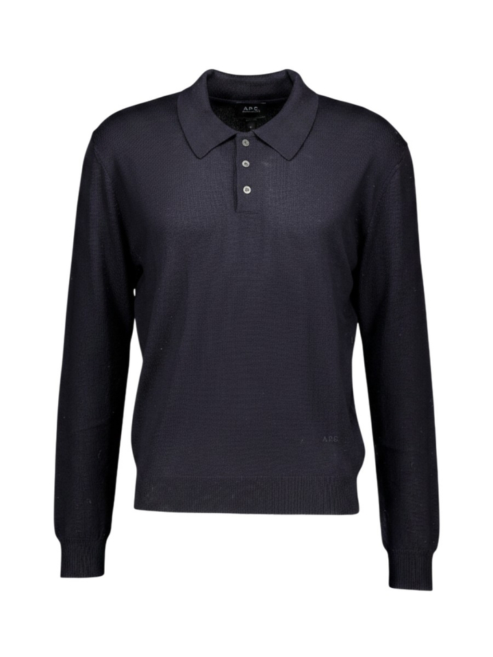 Donkerblauwe polo in fijne merino wol A.P.C
