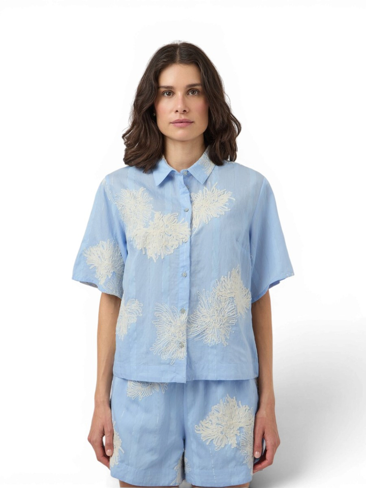 Blauwe blouse met print Y.A.S.