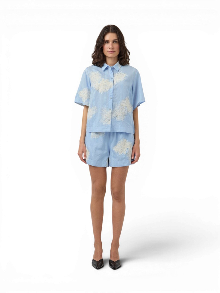 Blauwe blouse met print Y.A.S.