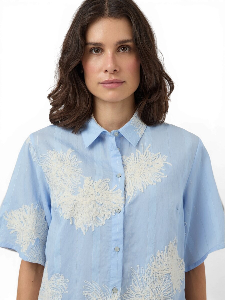 Blauwe blouse met print Y.A.S.