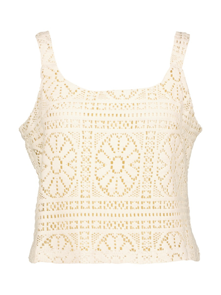 Creme kleurige crop top in broderie Vimerinda Vila