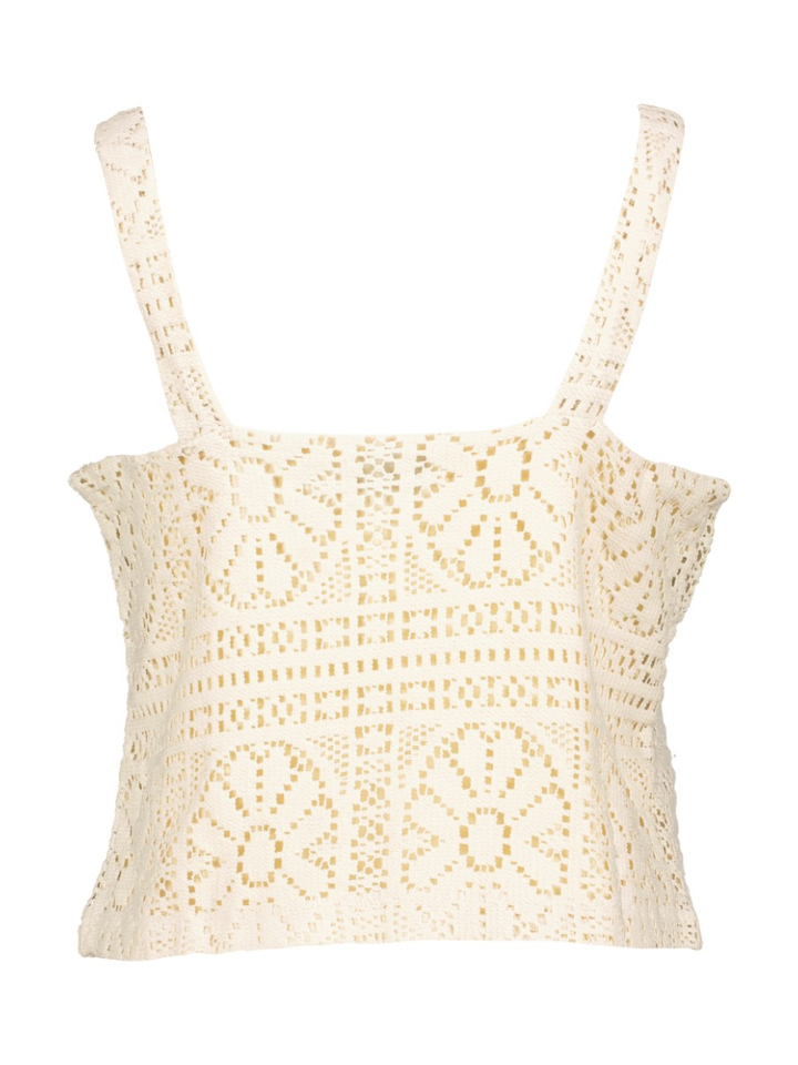 Creme kleurige crop top in broderie Vimerinda Vila