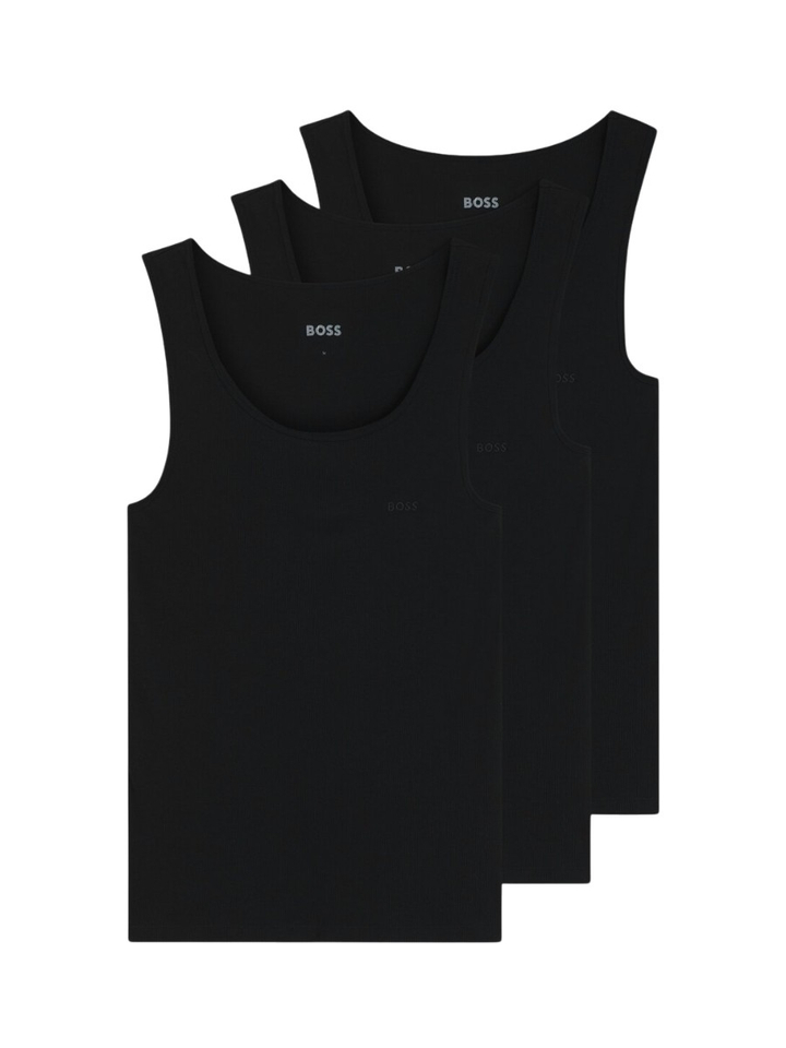 Zwarte tank top rib regular fit 3-pack Hugo Boss 