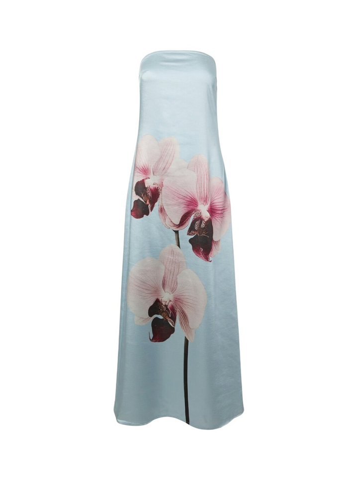 Blauwe bandeaux jurk met bloemprint Y. A. S. 