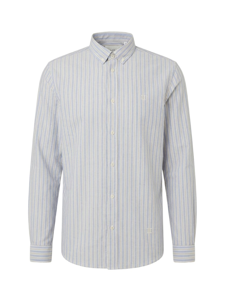 Blauw/wit gestreept katoenen hemd (regular fit) met lange mouwen Les Deux 