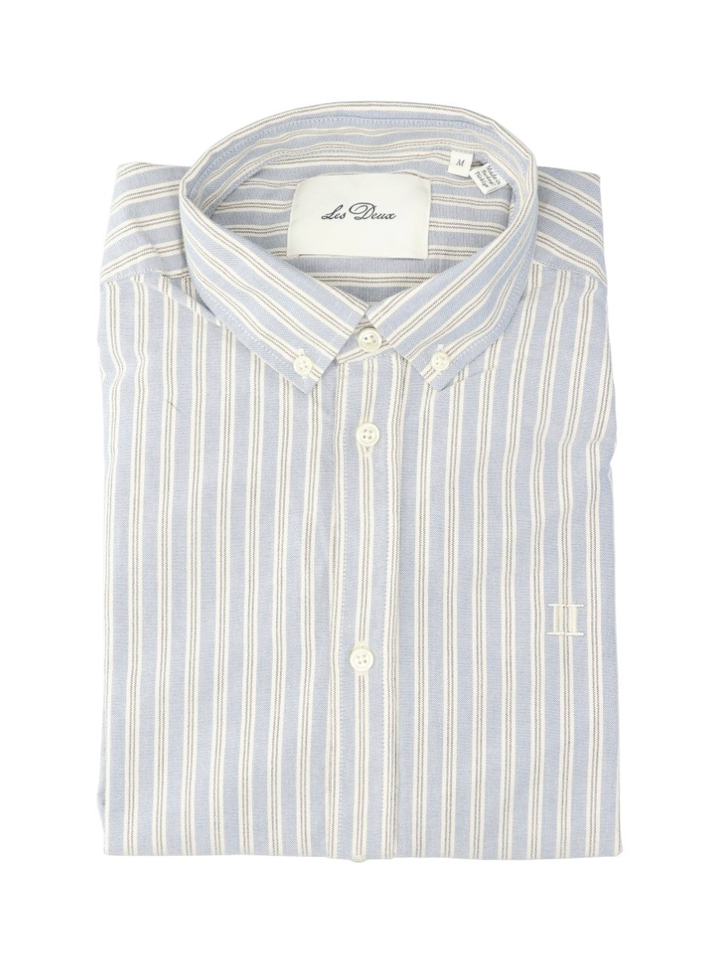 Blauw/wit gestreept katoenen hemd (regular fit) met lange mouwen Les Deux 